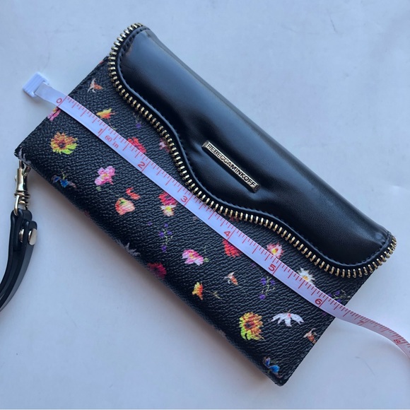 Rebecca Minkoff Folio Wallet Iphone 6/6s Plus Black Floral Multicolor Wristlet - Picture 11 of 12